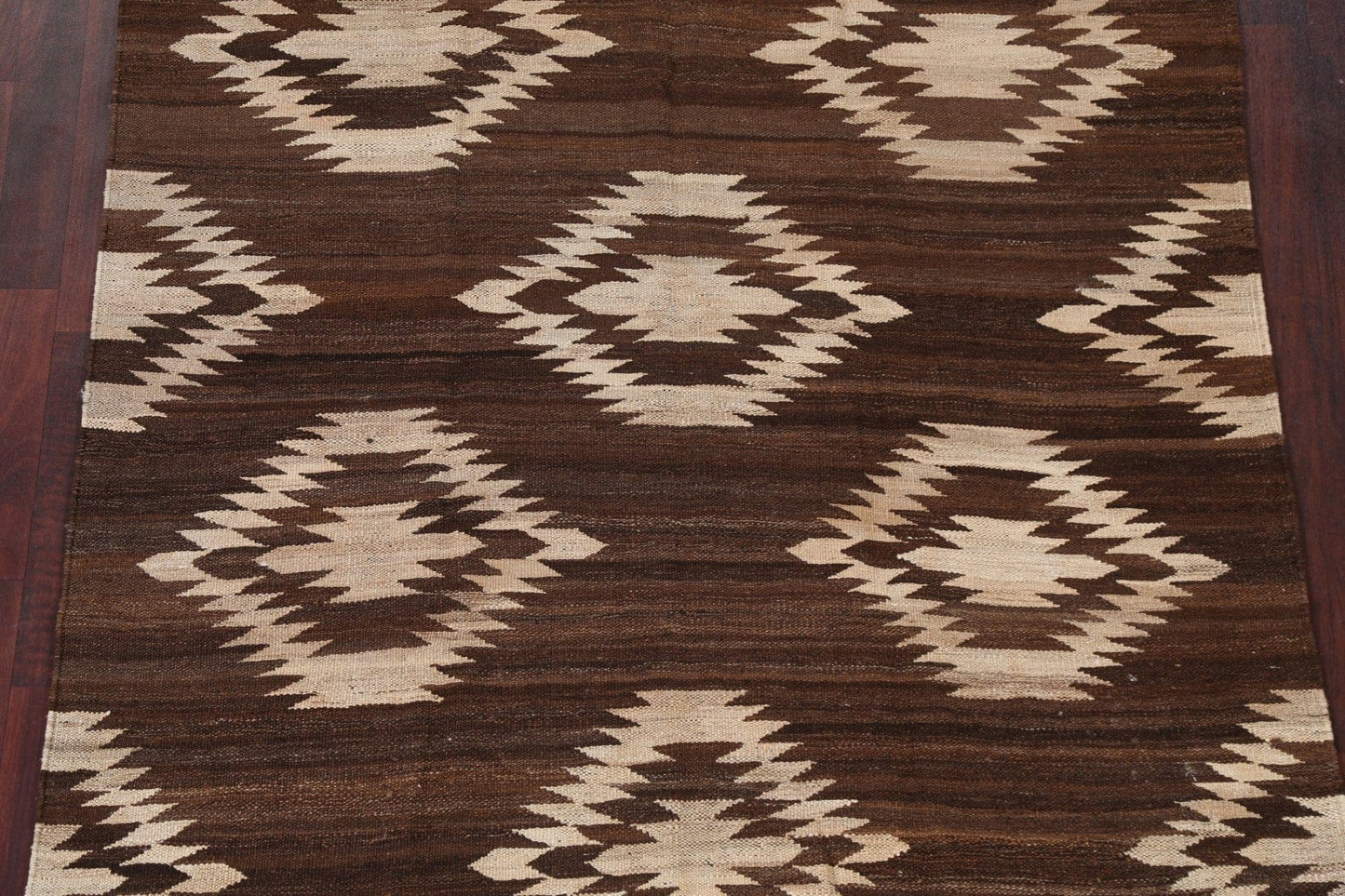 Natural Dye Geometric Kilim Wool Area Rug 5x7