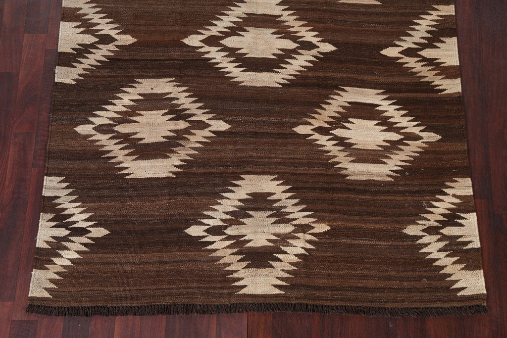 Natural Dye Geometric Kilim Wool Area Rug 5x7