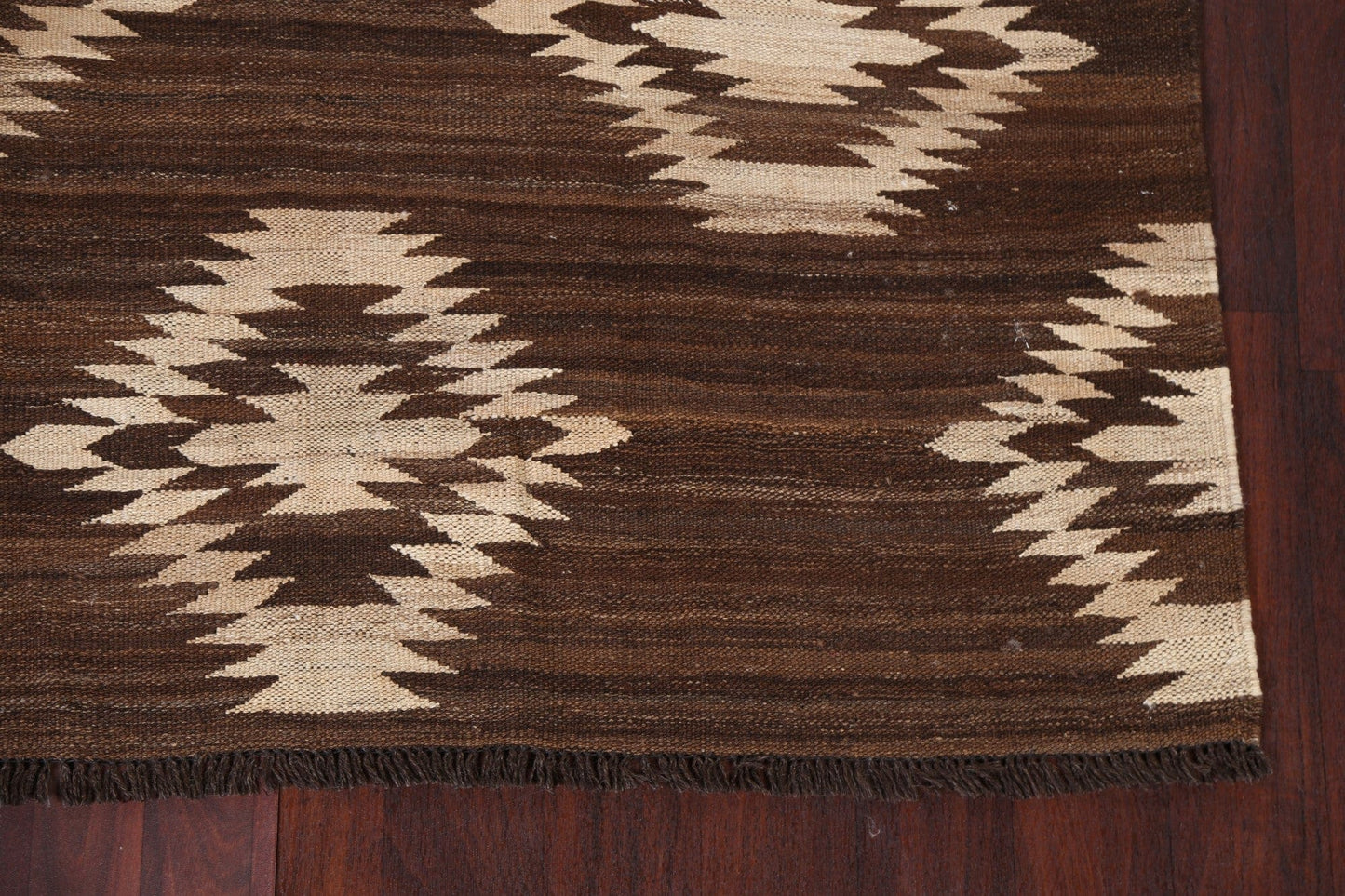 Natural Dye Geometric Kilim Wool Area Rug 5x7