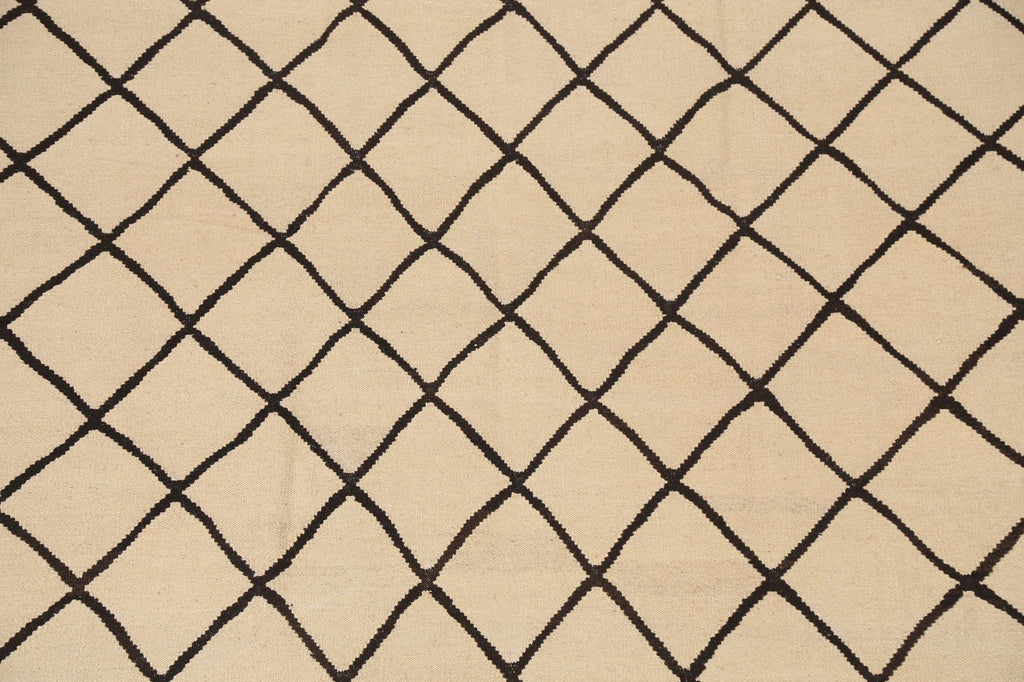 Natural Dye Trellis Kilim Wool Area Rug 6x8