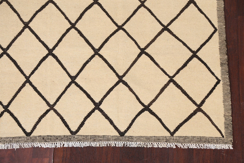 Natural Dye Trellis Kilim Wool Area Rug 6x8