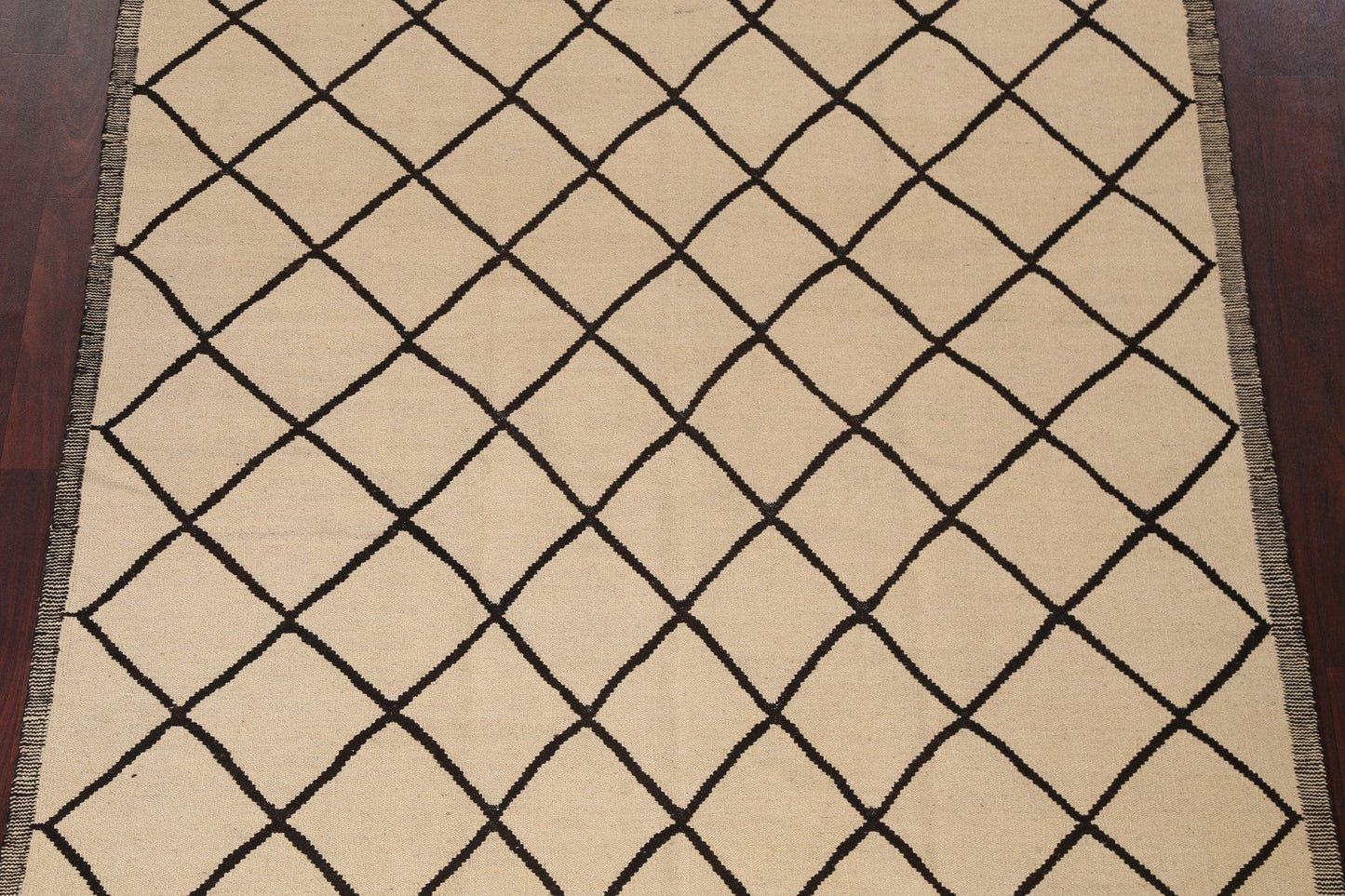 Natural Dye Trellis Kilim Wool Area Rug 6x8