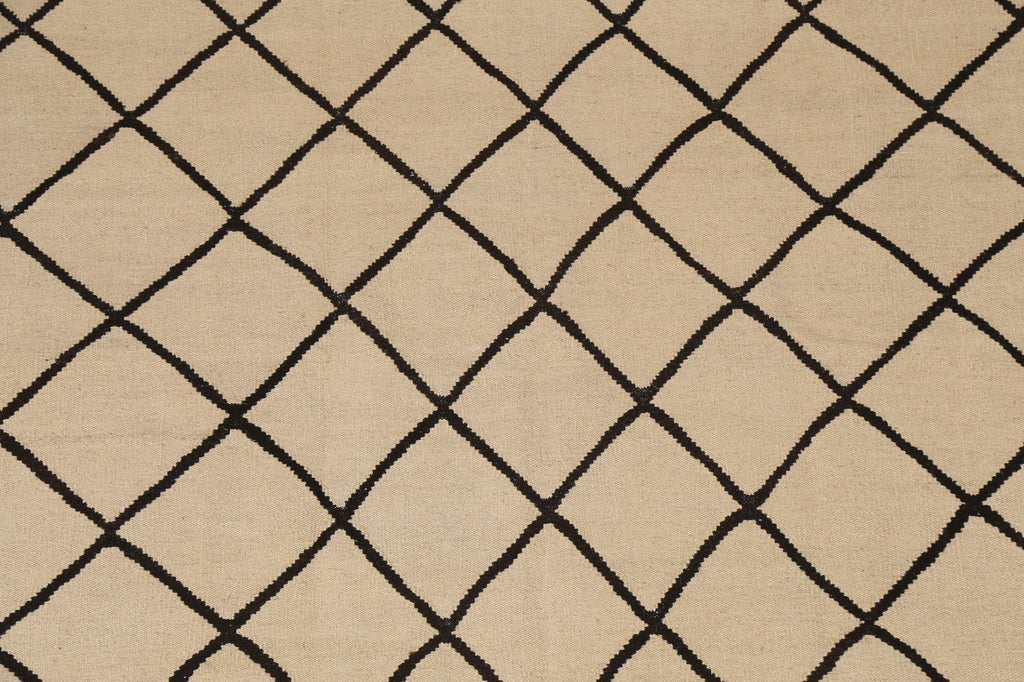 Natural Dye Trellis Kilim Wool Area Rug 6x8