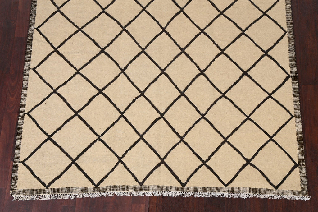 Natural Dye Trellis Kilim Wool Area Rug 6x8