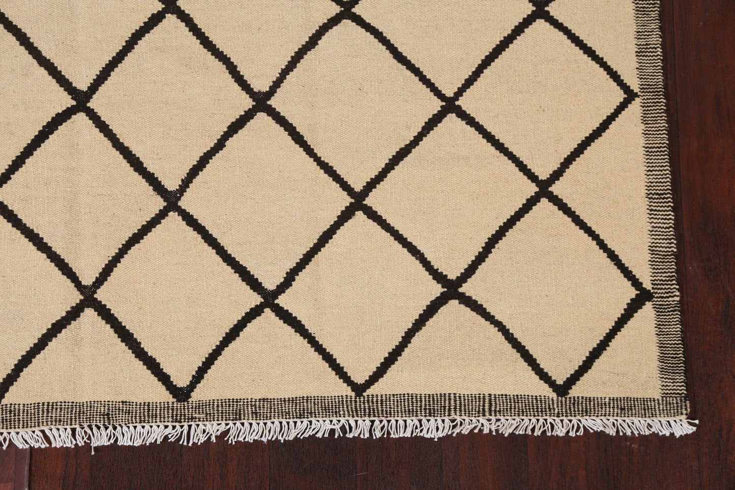 Natural Dye Trellis Kilim Wool Area Rug 6x8