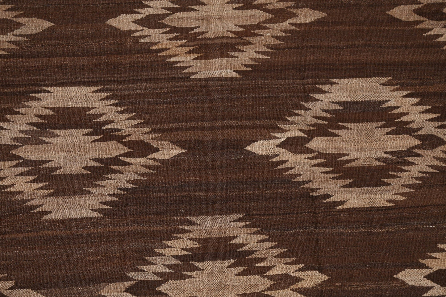 Natural Dye Brown Kilim Wool Area Rug 5x7