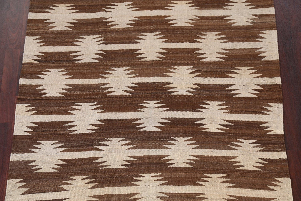 Earth-Tone Natural Dye Kilim Oriental Area Rug 5x6