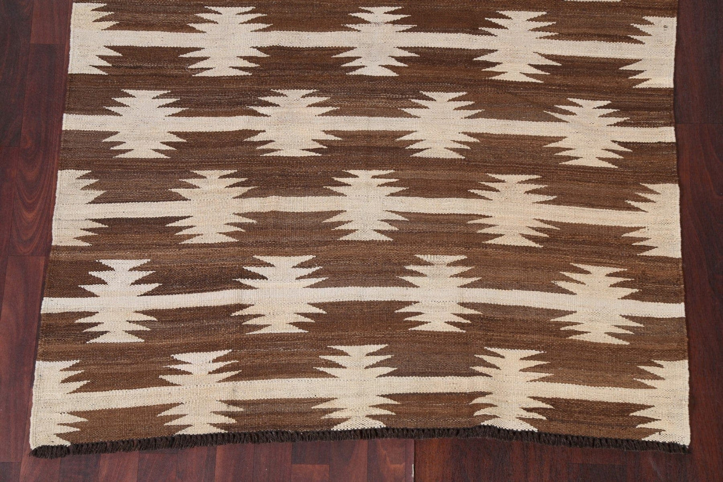 Earth-Tone Natural Dye Kilim Oriental Area Rug 5x6