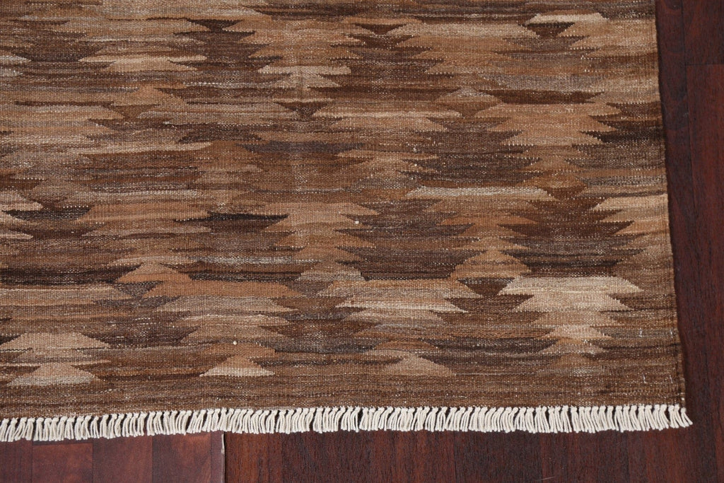 Brown Natural Dye Kilim Wool Area Rug 5x7