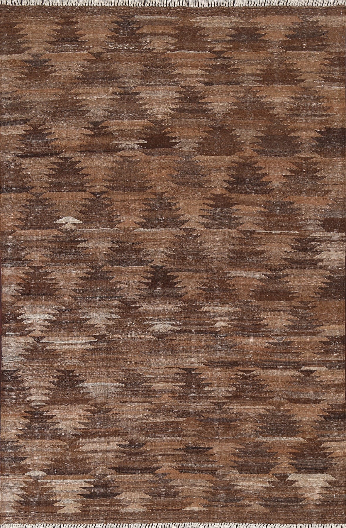 Brown Natural Dye Kilim Wool Area Rug 5x7