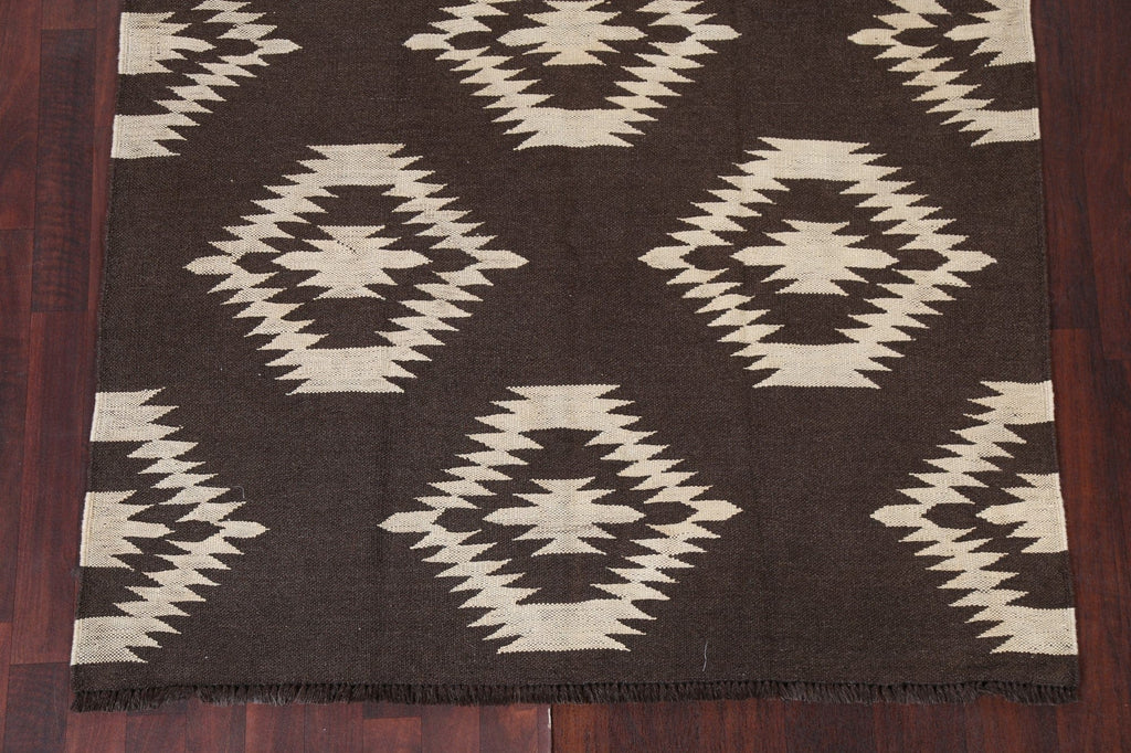 Natural Dye Geometric Kilim Oriental Area Rug 5x7