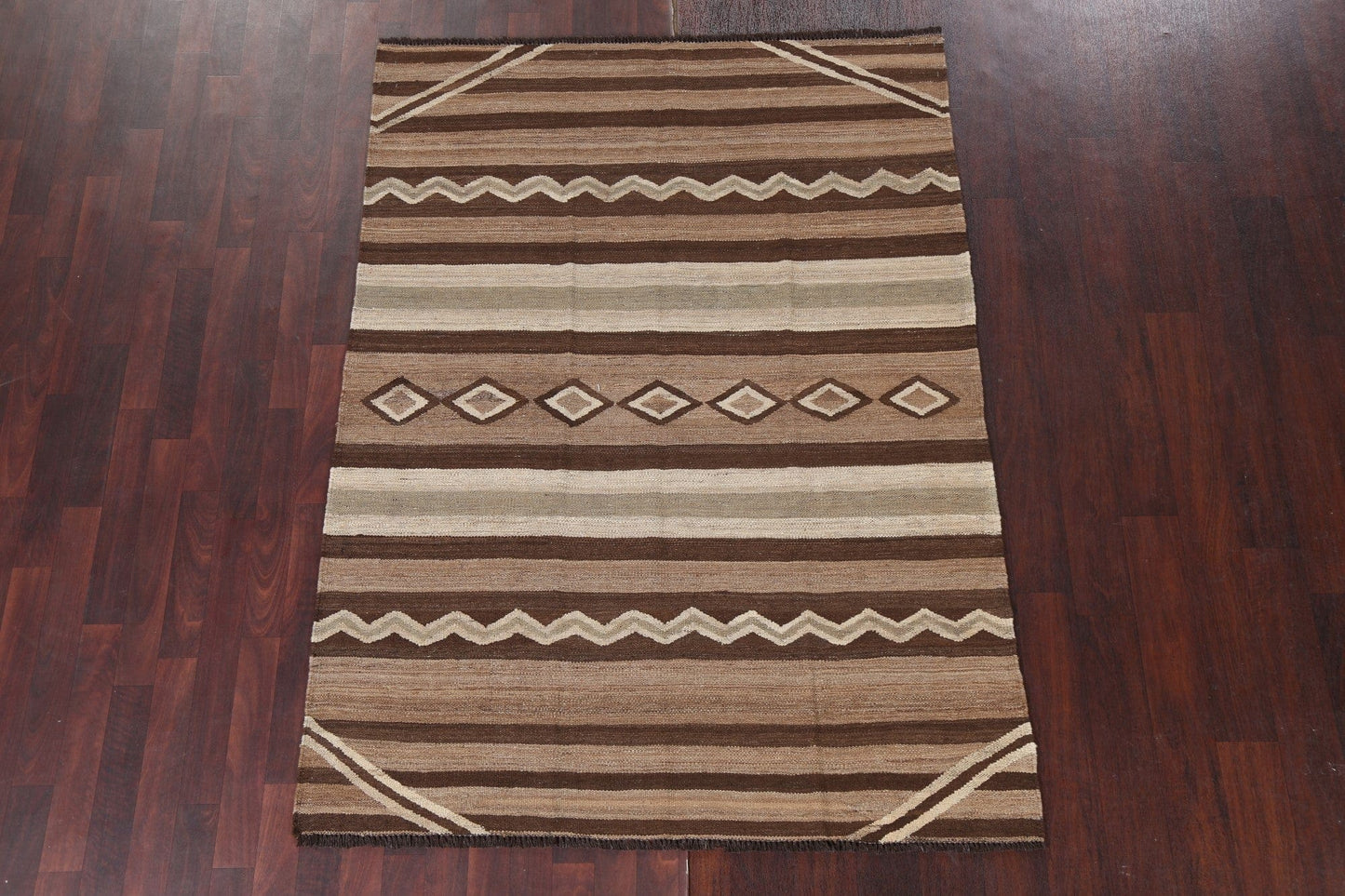 Natural Dye Tribal Kilim Wool Area Rug 5x7