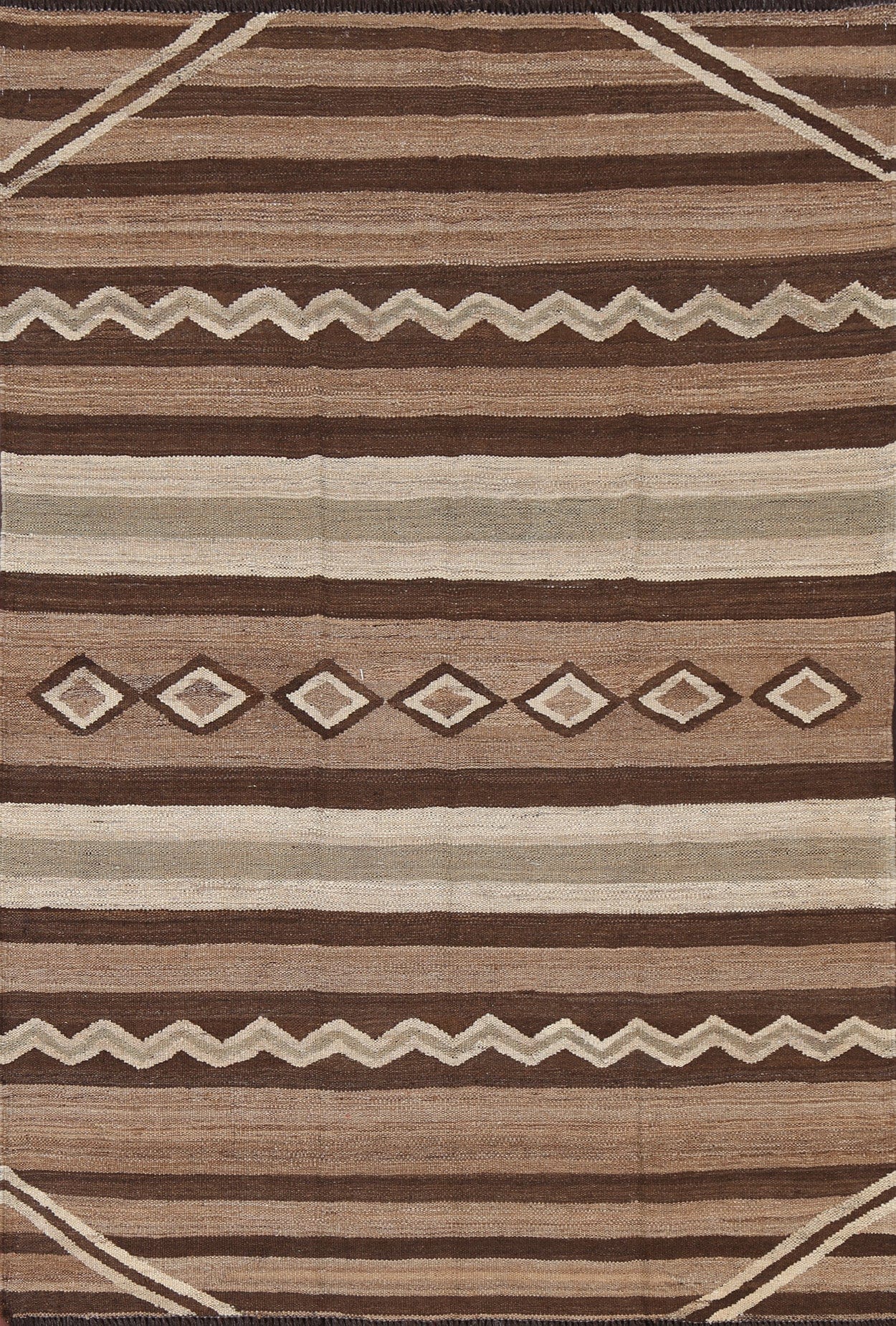 Natural Dye Tribal Kilim Wool Area Rug 5x7