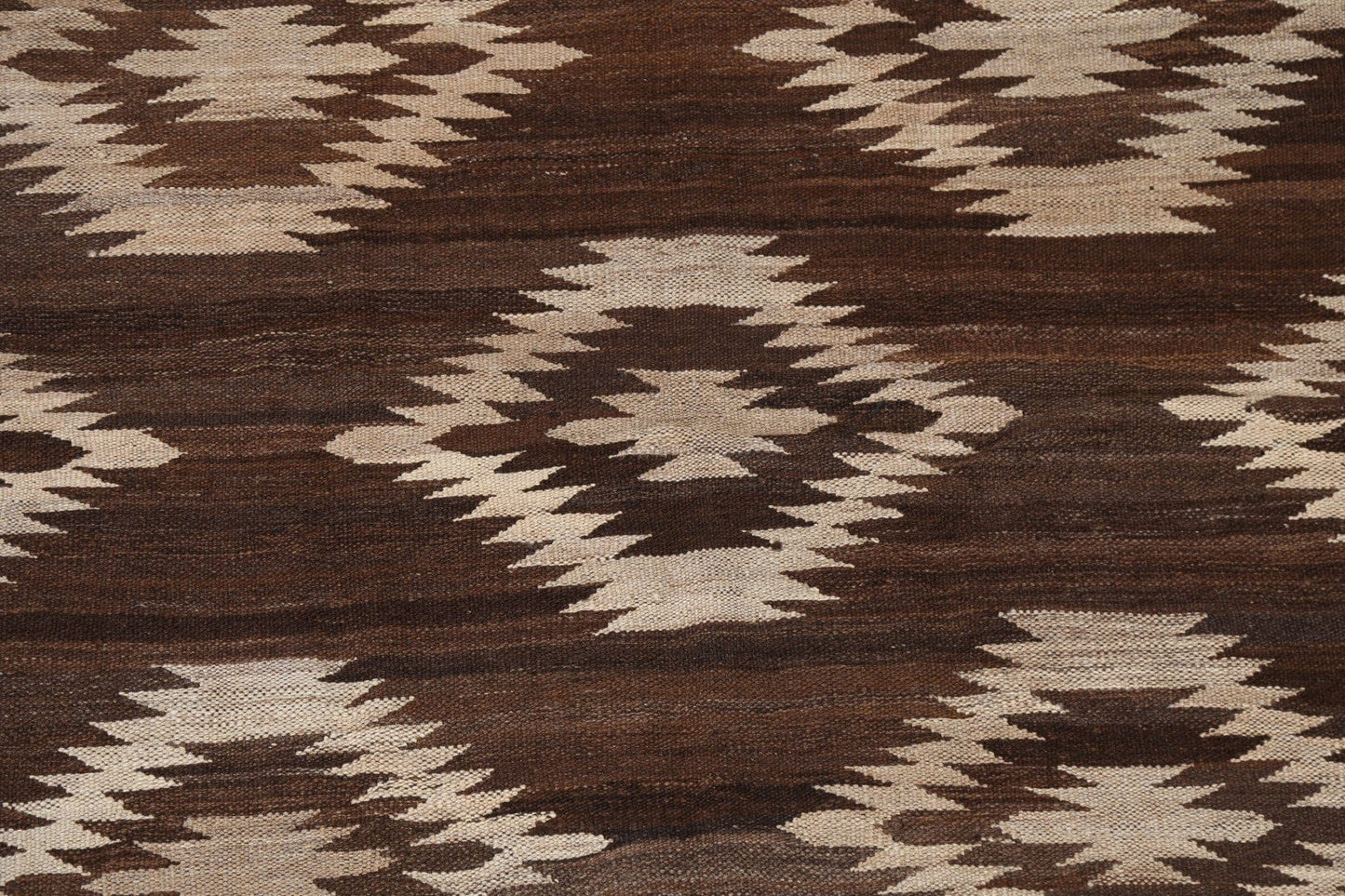 Brown Natural Dye Kilim Wool Area Rug 5x6