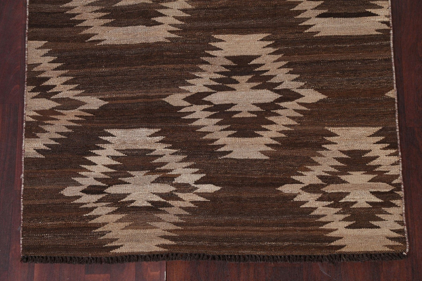 Geometric Natural Dye Kilim Wool Area Rug 4x7