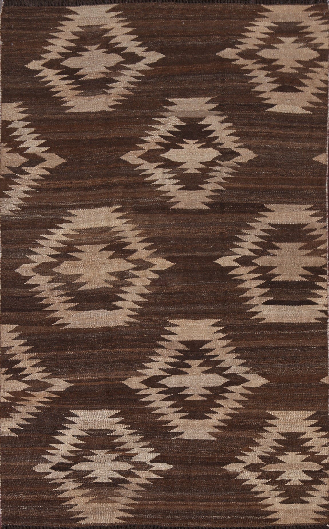 Geometric Natural Dye Kilim Wool Area Rug 4x7