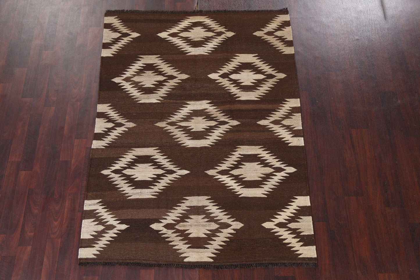 Natural Dye Geometric Kilim Oriental Area Rug 5x7