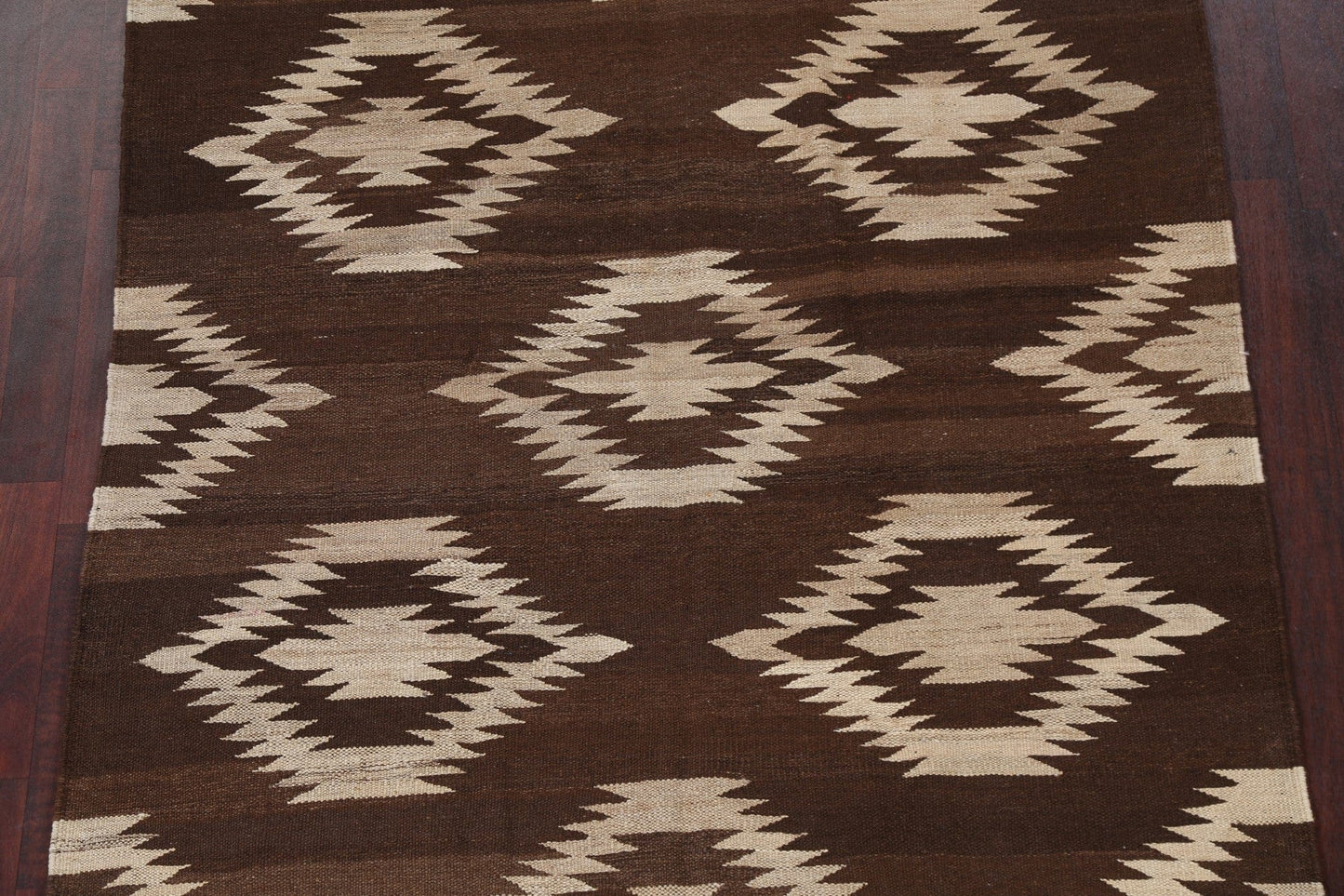 Natural Dye Geometric Kilim Oriental Area Rug 5x7