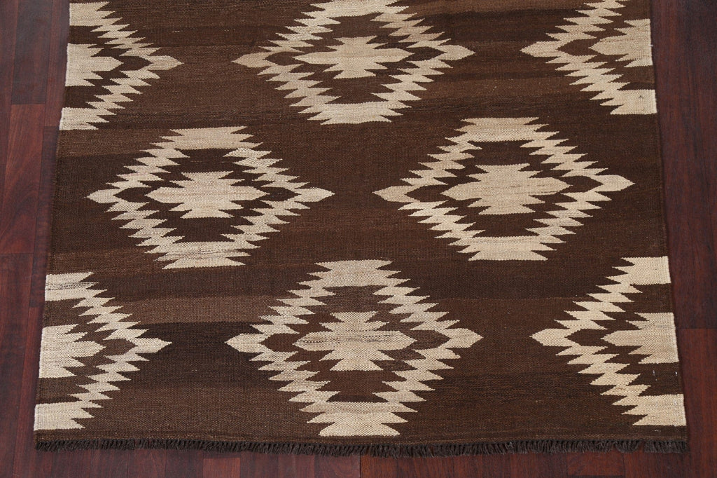 Natural Dye Geometric Kilim Oriental Area Rug 5x7