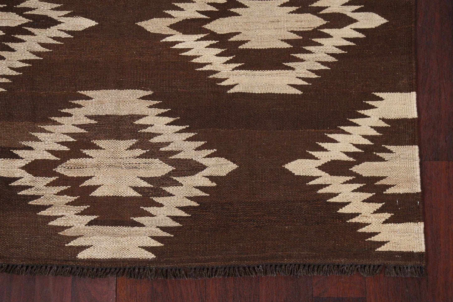 Natural Dye Geometric Kilim Oriental Area Rug 5x7