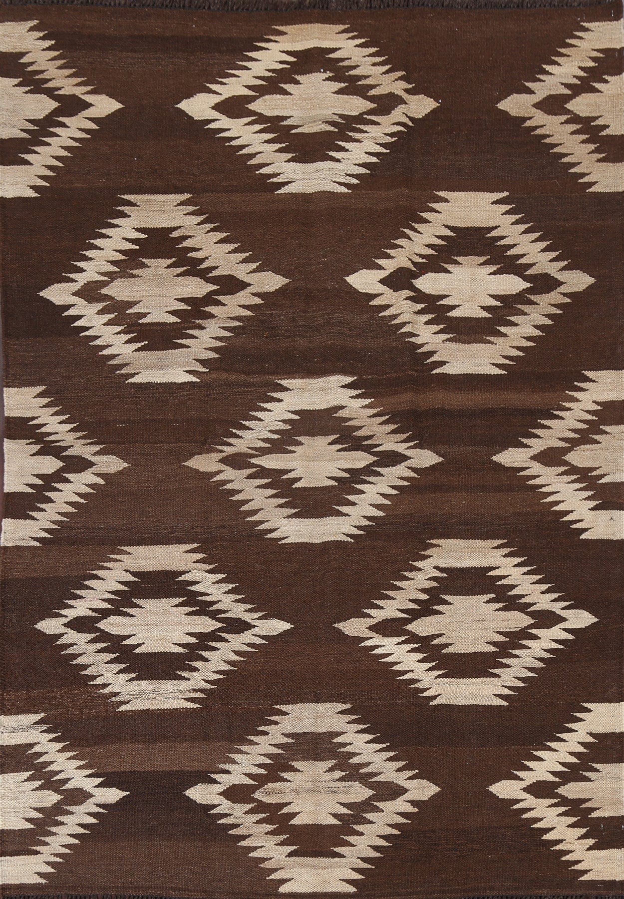 Natural Dye Geometric Kilim Oriental Area Rug 5x7