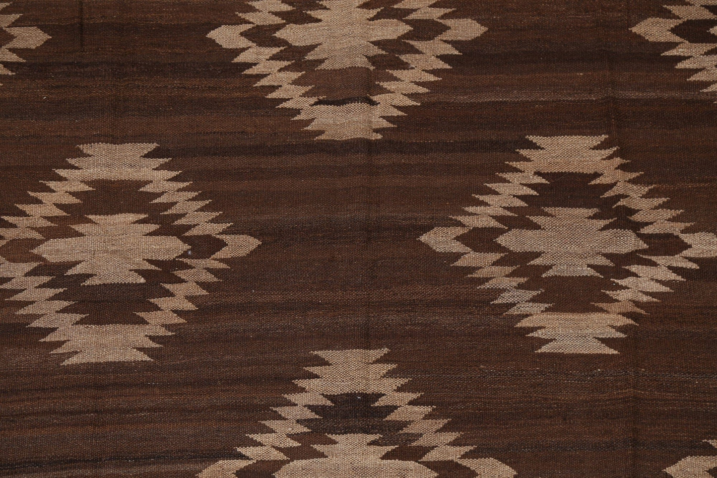 Brown Natural Dye Kilim Wool Area Rug 5x7