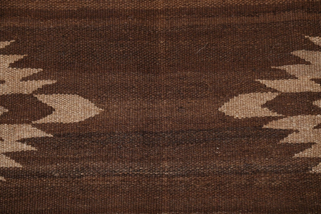 Earth-Tone Natural Dye Kilim Wool Area Rug 5x7