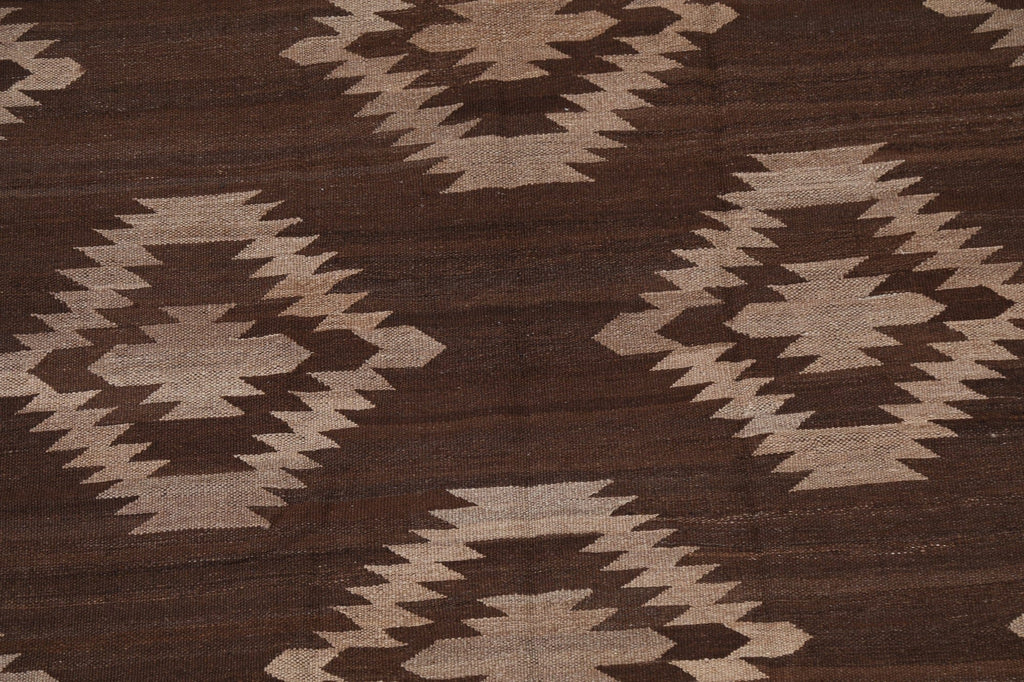 Earth-Tone Natural Dye Kilim Wool Area Rug 5x7