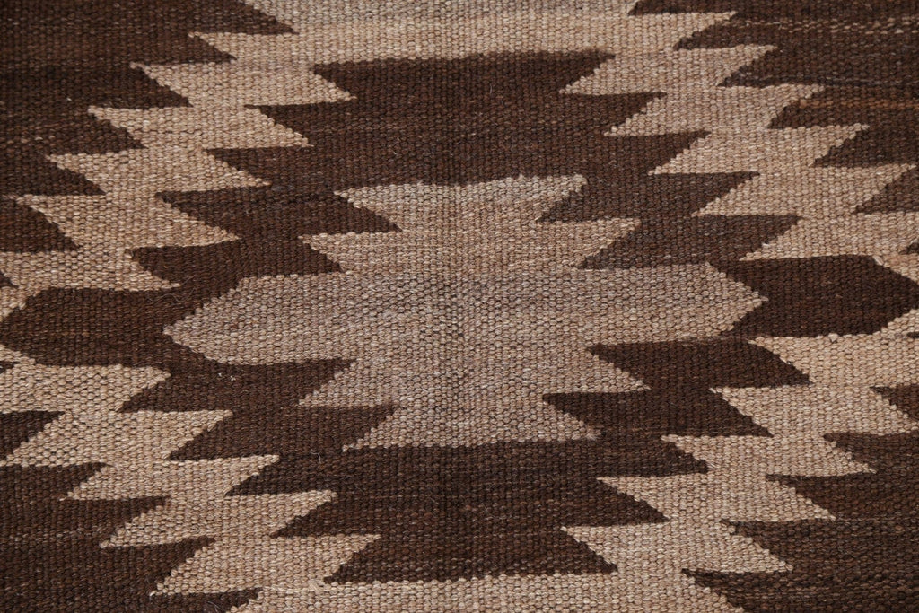 Earth-Tone Natural Dye Kilim Wool Area Rug 5x7