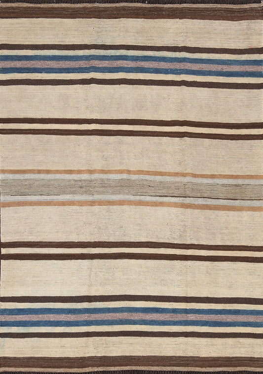 Natural Dye Earth-Tone Kilim Oriental Area Rug 5x6