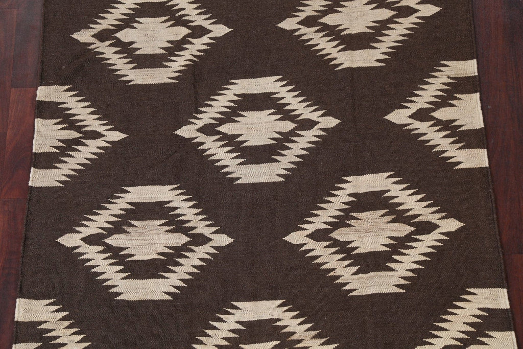 Natural Dye Geometric Kilim Wool Area Rug 5x6