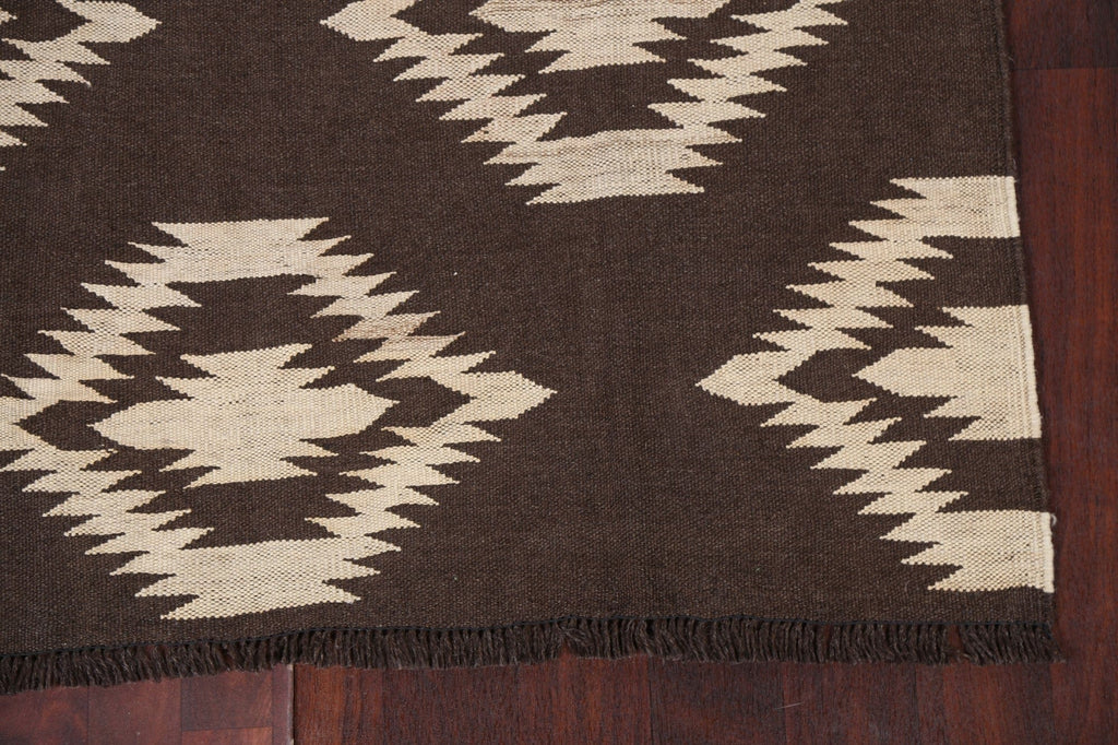 Natural Dye Geometric Kilim Wool Area Rug 5x6