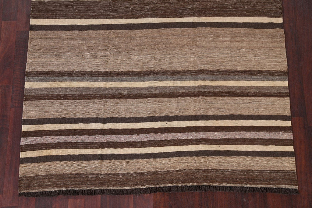 Natural Dye Earth-Tone Kilim Wool Area Rug 5x7