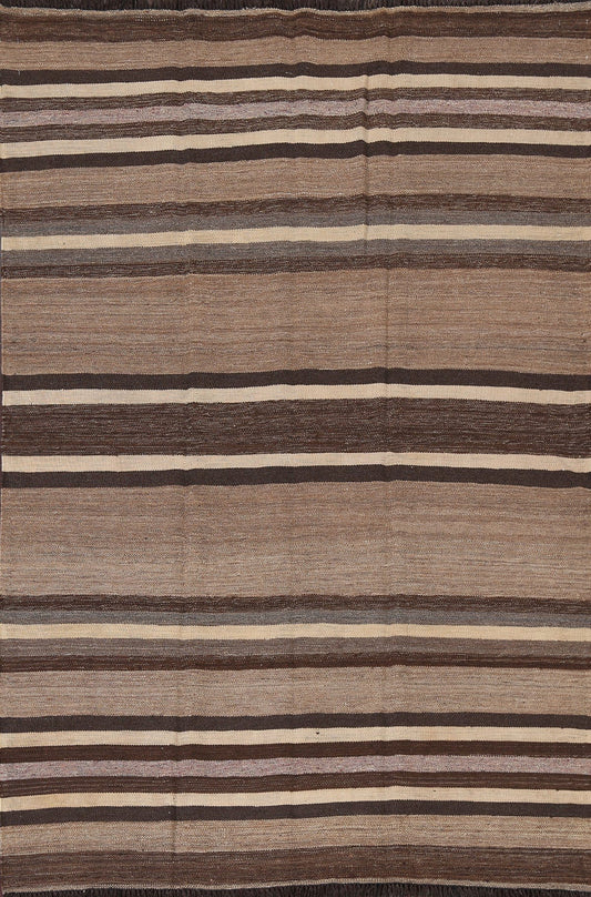 Natural Dye Earth-Tone Kilim Wool Area Rug 5x7