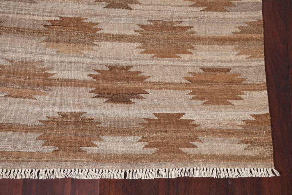 Natural Dye Earth-Tone Kilim Wool Area Rug 5x7