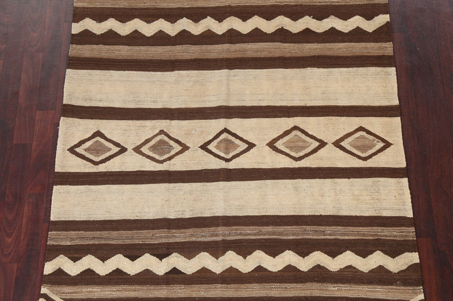 Geometric Natural Dye Kilim Wool Area Rug 5x7