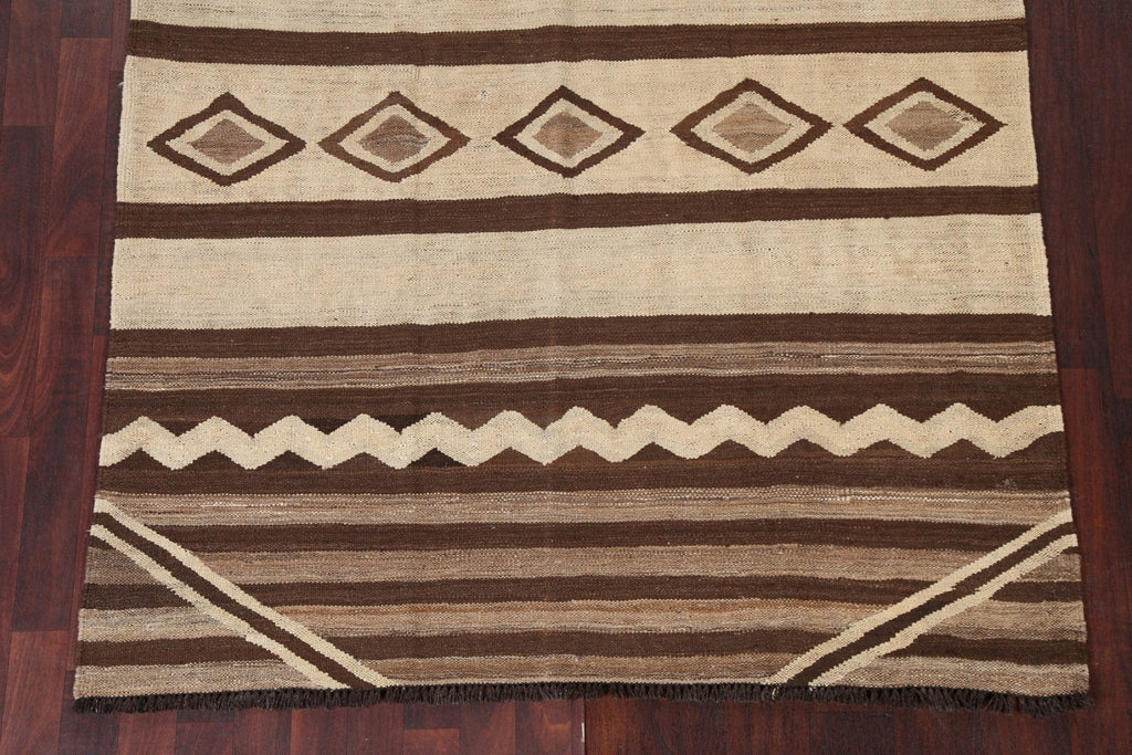 Geometric Natural Dye Kilim Wool Area Rug 5x7