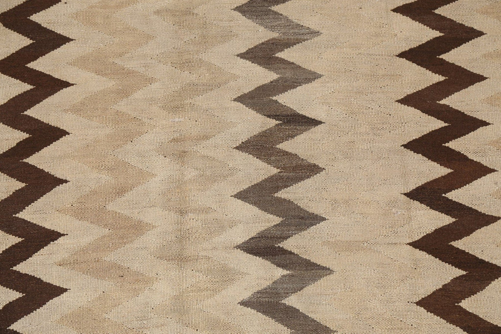 Natural Dye Chevron Style Kilim Wool Area Rug 5x7