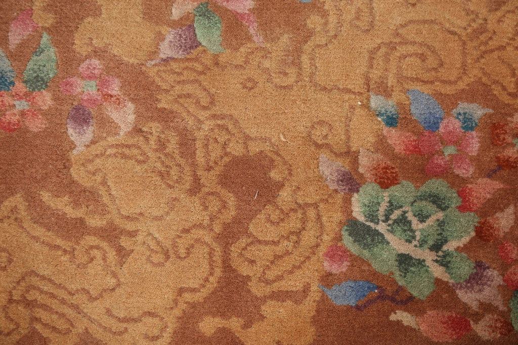 Vegetable Dye Floral Art Deco Handmade Wool Rug 2x4