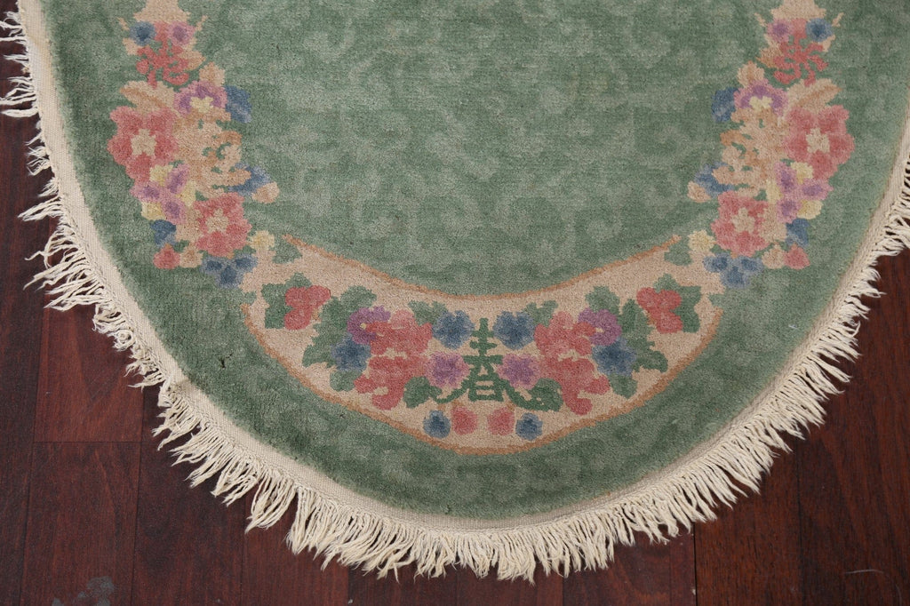 Vegetable Dye Oval Art Deco Handmade Wool Rug 3x5