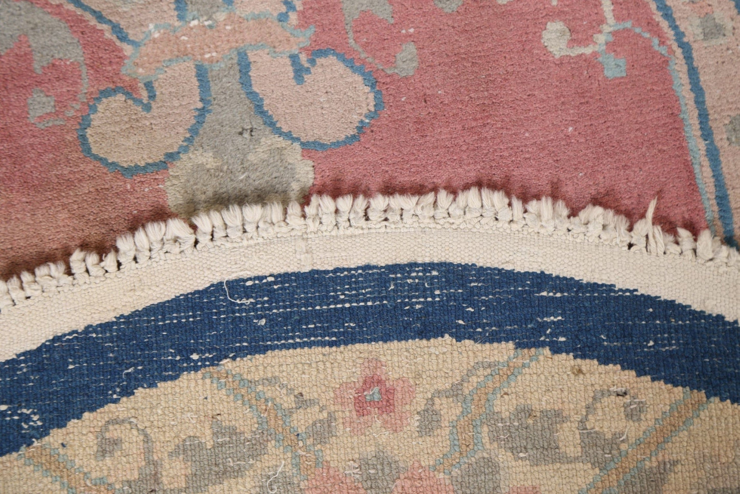 Vegetable Dye Pink Art Deco Handmade Wool Rug 3x6