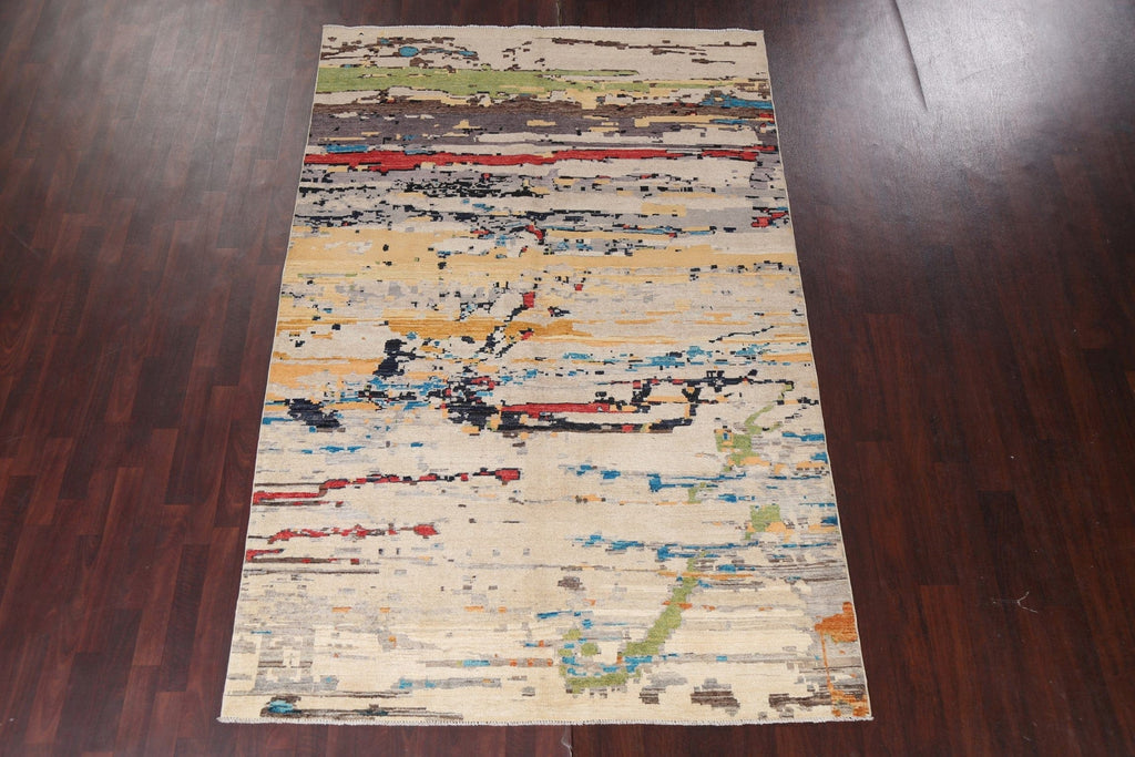 Handmade Abstract Wool Area Rug 6x9