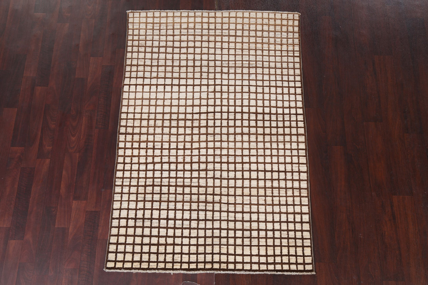 Checkered Gabbeh Kashkoli Wool Area Rug 4x6