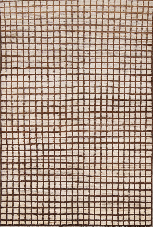 Checkered Gabbeh Kashkoli Wool Area Rug 4x6