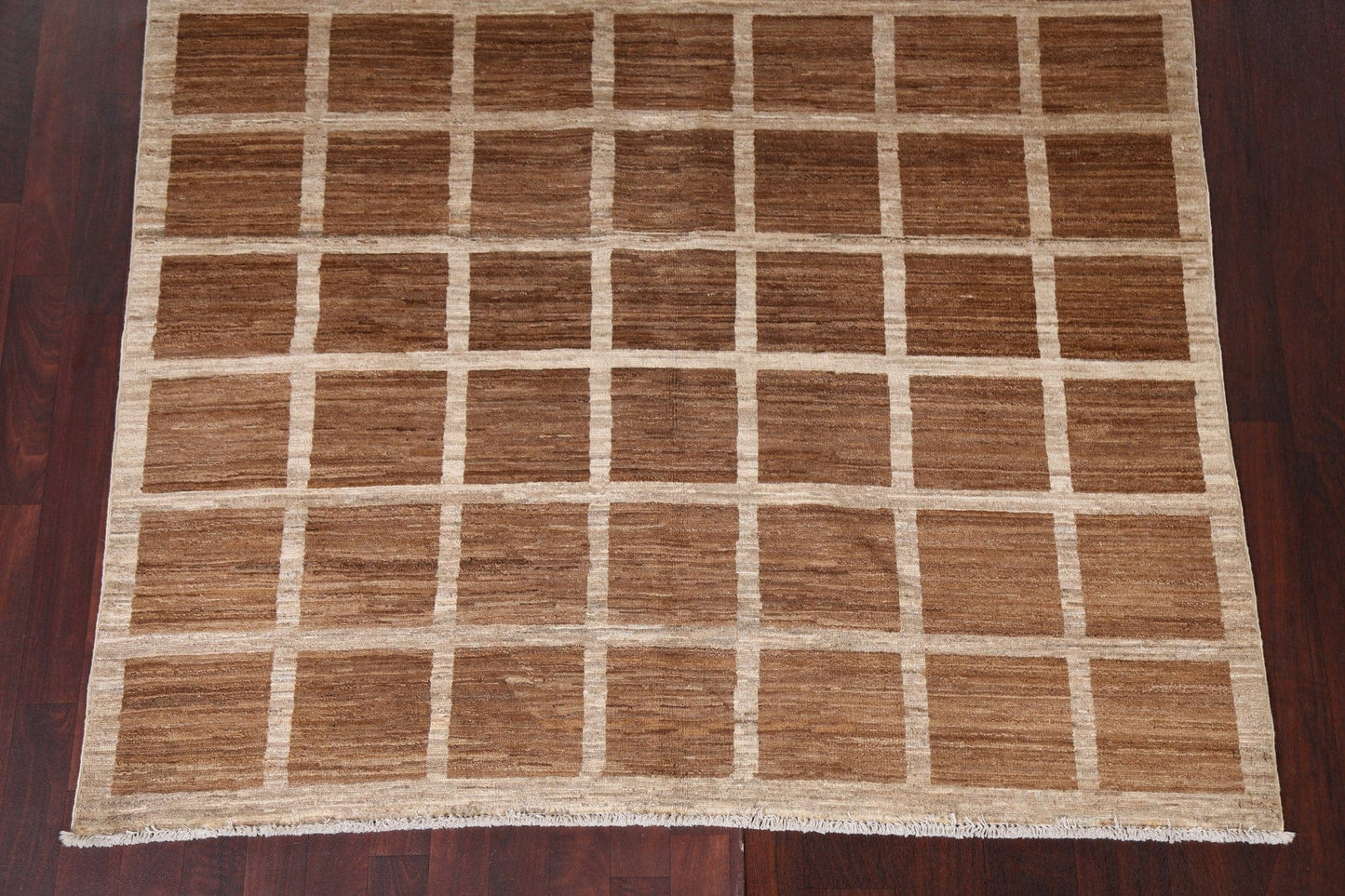 Earth-Tone Checkered Gabbeh Persian Area Rug 6x8