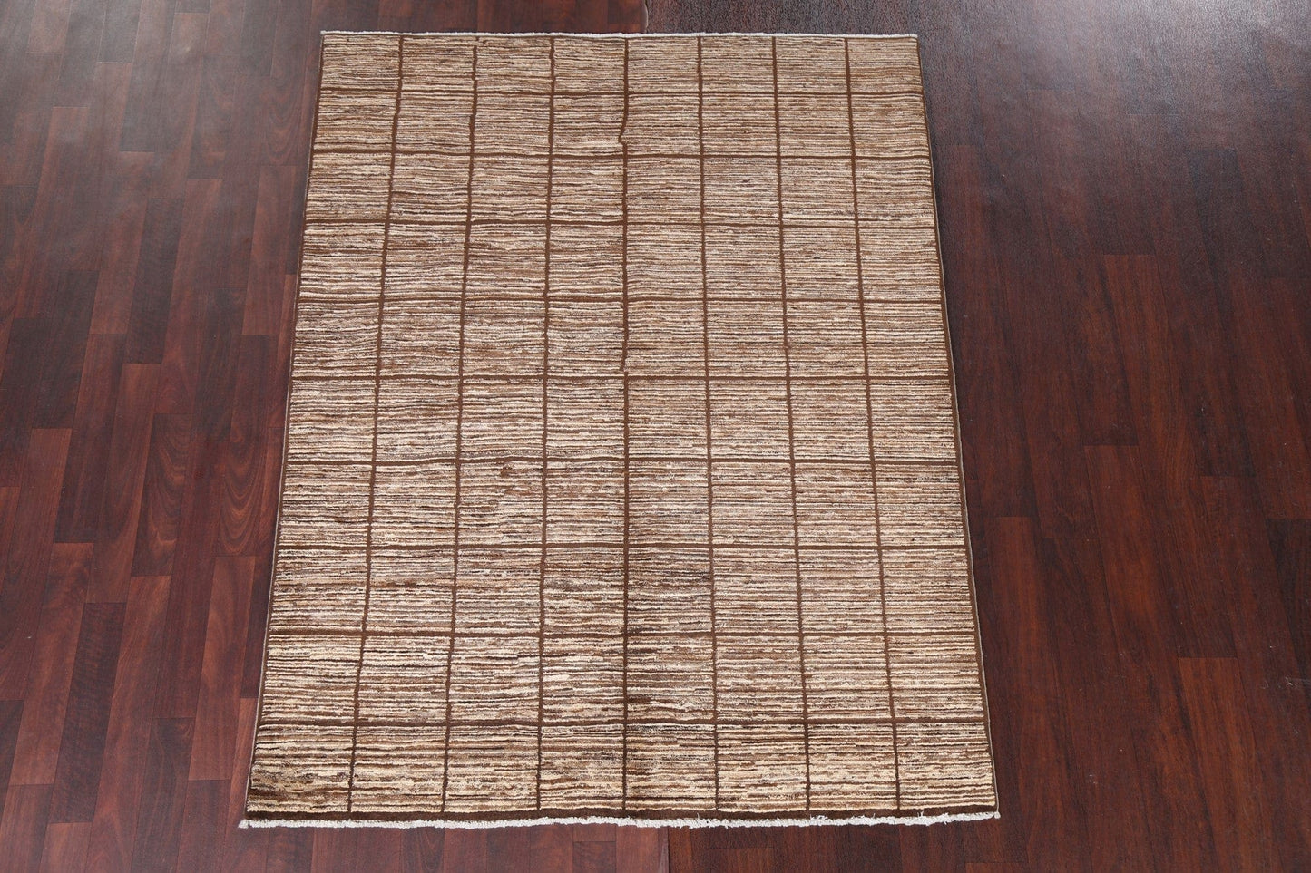 Checkered Gabbeh Kashkoli Earth-Tone Area Rug 5x6