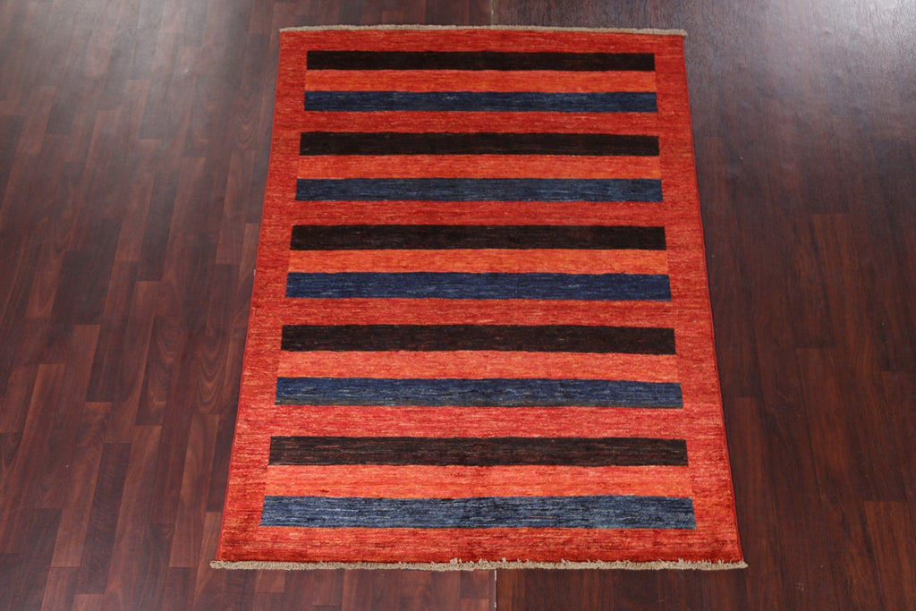 Striped Gabbeh Persian Area Rug 5x7