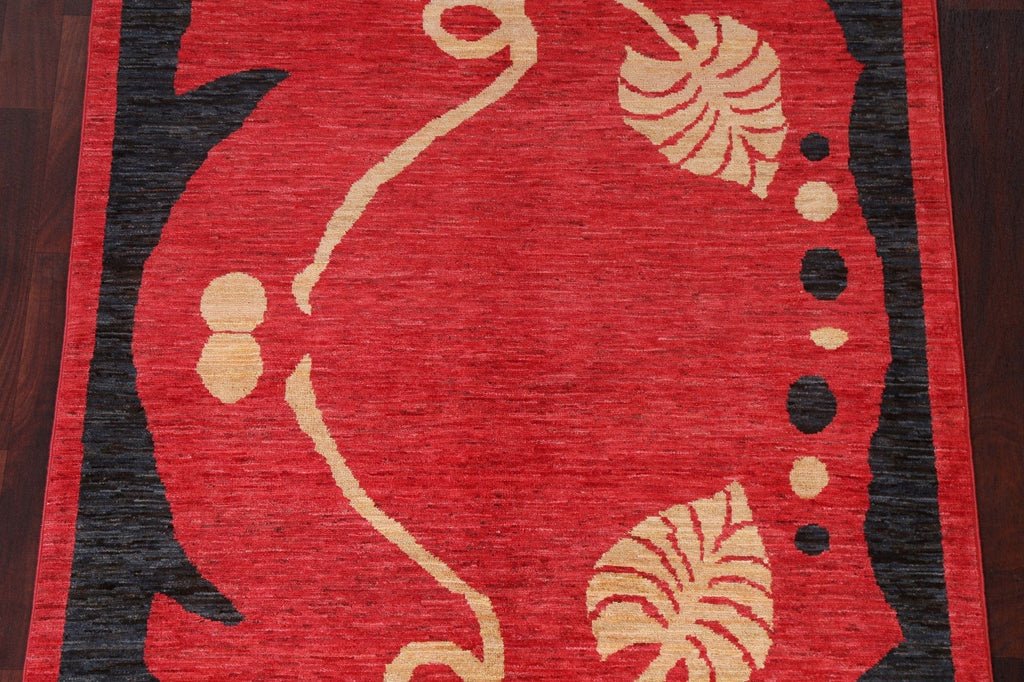 Nature Print Red Gabbeh Persian Area Rug 4x6