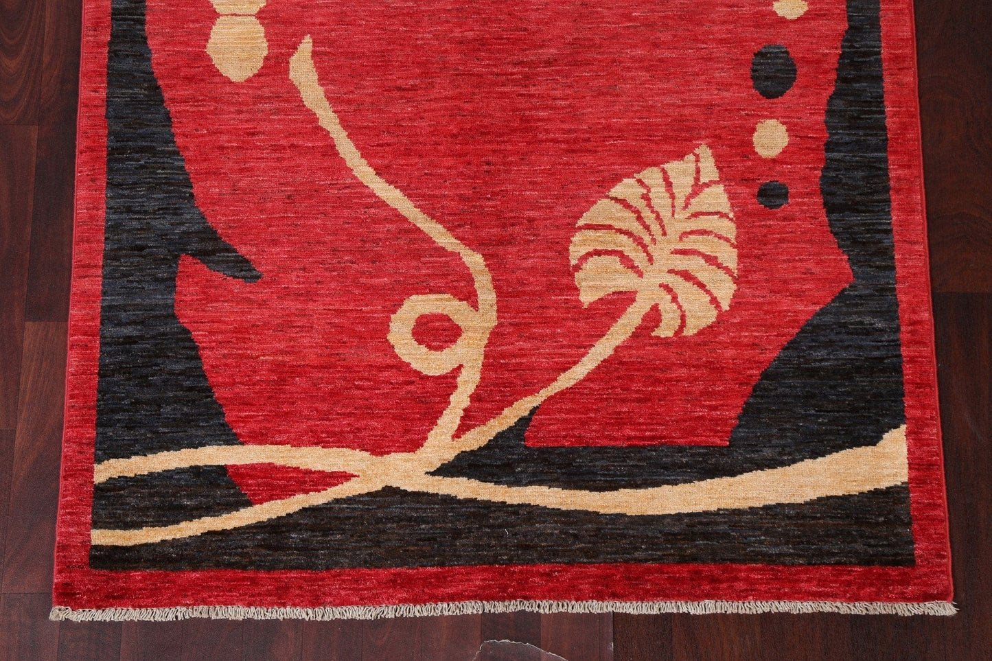 Nature Print Red Gabbeh Persian Area Rug 4x6