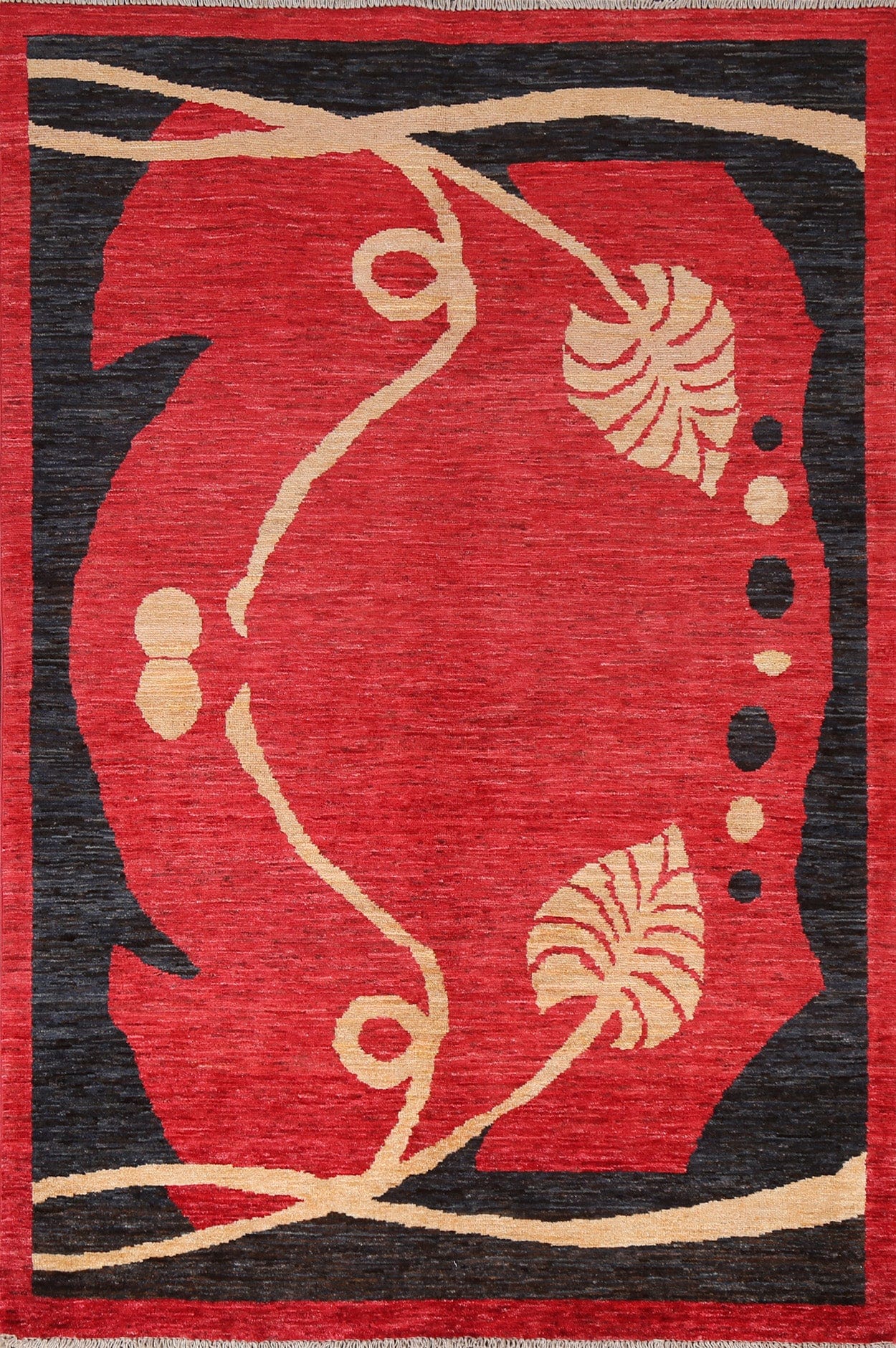 Nature Print Red Gabbeh Persian Area Rug 4x6